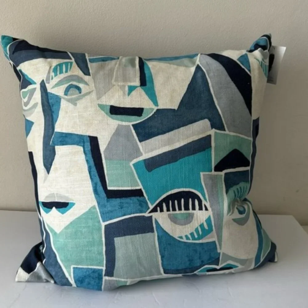Canaan Company Modern Face Decorative Pillow Blue Twilight 23